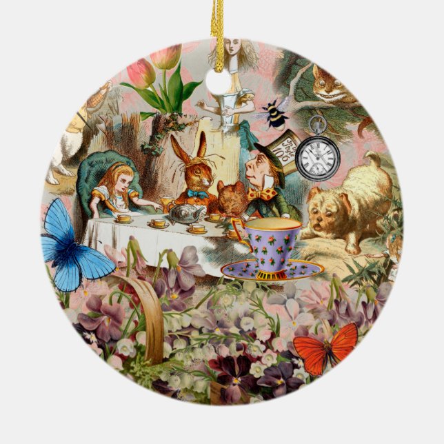 Alice im Wunderland Tee Party Kunst Keramik Ornament (Hinten)