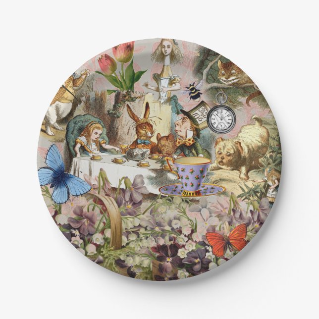 Alice im Wunderland Tee Party Kunst Pappteller (Vorderseite)