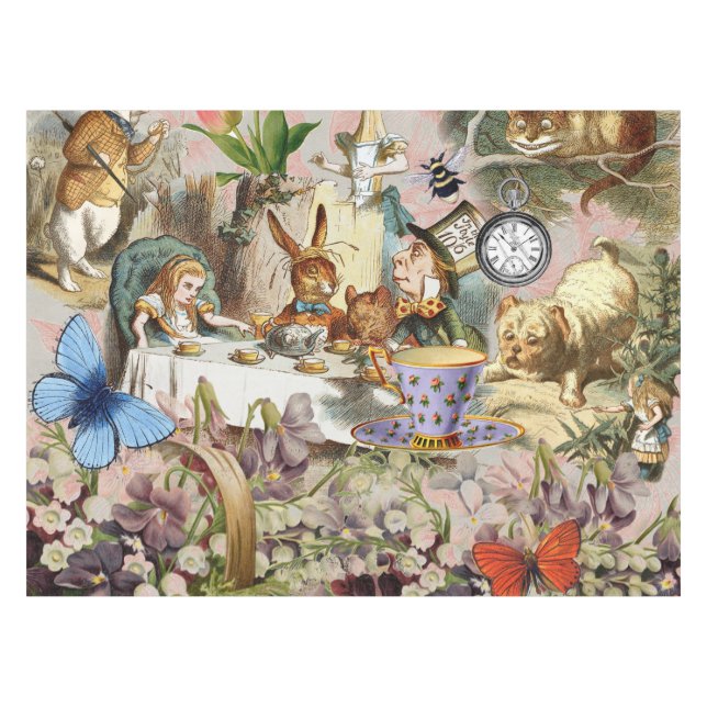 Alice im Wunderland Tee Party Kunst Tischdecke (Vorderseite (Horizontal))