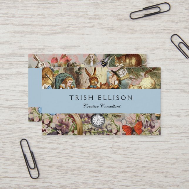 Alice im Wunderland Tee Party Kunst Visitenkarte (Vorderseite/Rückseite Beispiel)