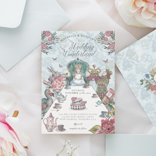 Alice im Wunderland Tee Party Märchenhochzeit Einladung