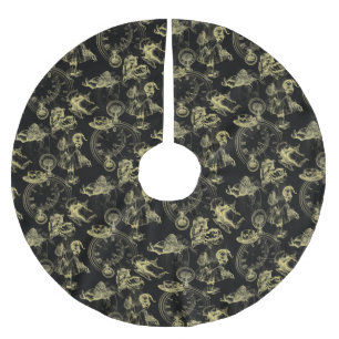 Alice im Wunderland Tee Schwarz Gold Baumskirt Polyester Weihnachtsbaumdecke