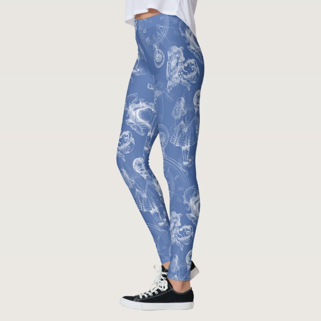 Alice im Wunderland-Tee-Zeit-Blau-Leggings Leggings (Links)
