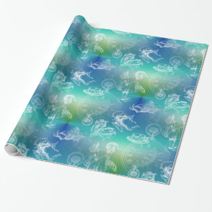 Alice im Wunderland-Tee-Zeit-blaues Geschenkpapier