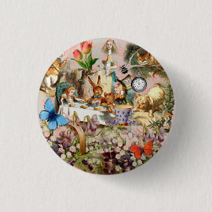 Alice im Wunderland Teeparty Kunst Button