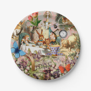 Alice im Wunderland Teeparty Kunst Pappteller