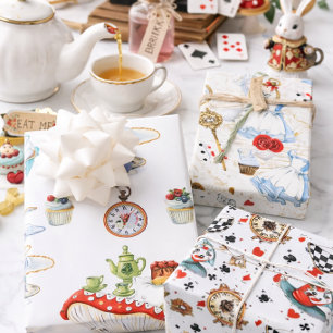 Alice im Wunderland Teeparty-Muster Whimsical Geschenkpapier Set