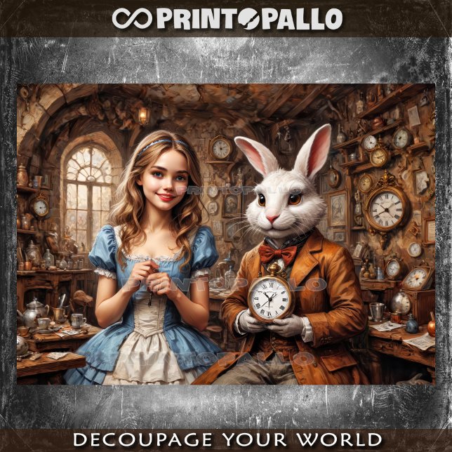 Alice im Wunderland trifft auf das weiße Kaninchen Seidenpapier (Von Creator hochgeladen)