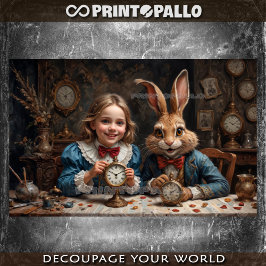 Alice im Wunderland trifft sich mit März Hare Seidenpapier