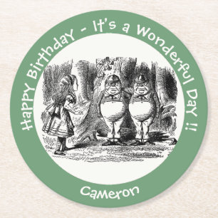 Alice im Wunderland Tweedledum & Tweedledee Party Runder Pappuntersetzer