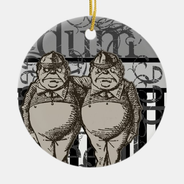 Alice im Wunderland Tweedledum u. Tweedledee Keramik Ornament (Vorne)