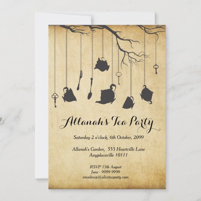 Alice im Wunderland Unbirthday Einladung (Vorderseite)