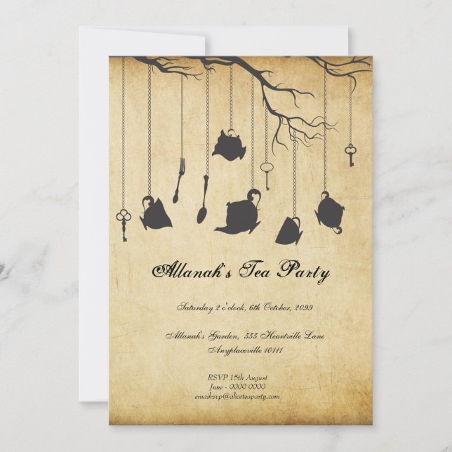 Alice im Wunderland Unbirthday Einladung (Vorderseite)