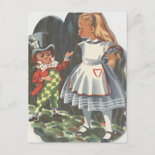 Alice im Wunderland und das Mad Hatter Postkarte