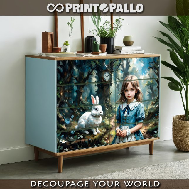 Alice im Wunderland und das weiße Kaninchen Seidenpapier (Von Creator hochgeladen)