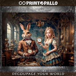 Alice im Wunderland und der Märzhas - Decoupage Geschenkpapier Set
