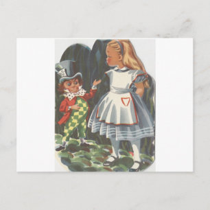 Alice im Wunderland und der verrückte Hutmacher Postkarte