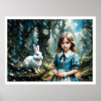 Alice im Wunderland und der weiße Hase Poster