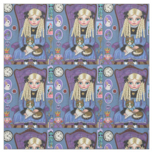 Alice im Wunderland und Dinah Cat Niedlich Märche Stoff