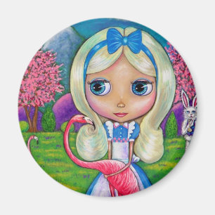 Alice im Wunderland-und Flamingo-Magnet Magnet