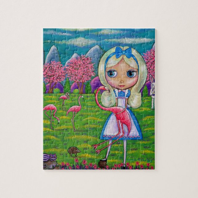 Alice im Wunderland und Flamingos Puzzle (Vertikal)