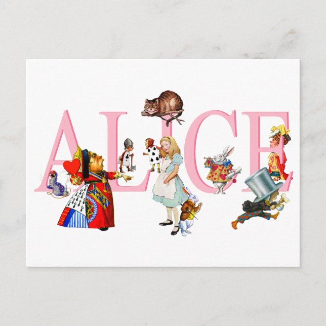 Alice im Wunderland und Freunde Postkarte (Vorderseite)