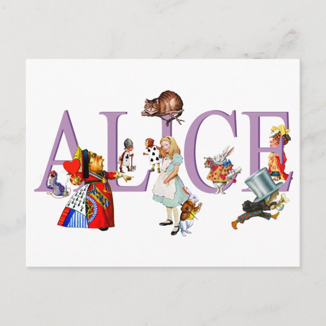 Alice im Wunderland und Freunde Postkarte (Vorderseite)