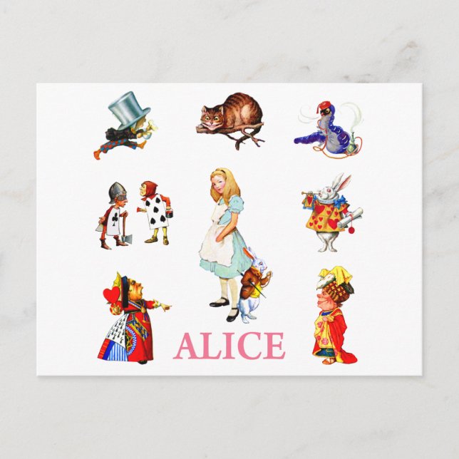 Alice im Wunderland und Freunde Postkarte (Vorderseite)