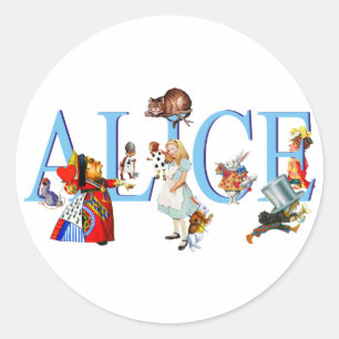 ALICE IM WUNDERLAND UND FREUNDE RUNDER AUFKLEBER