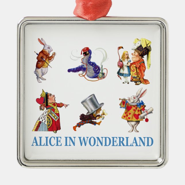 Alice im Wunderland und Freunde Silbernes Ornament (Vorne)