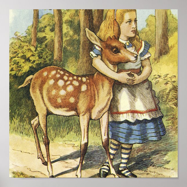 Alice im Wunderland und Hirsch Poster (Vorne)