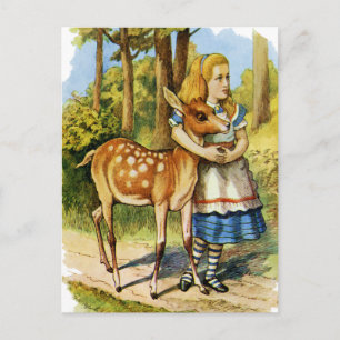 Alice im Wunderland und Hirsch Postkarte