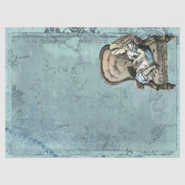 Alice im Wunderland und Kitten Blue Craft Seidenpapier (Vorderseite)