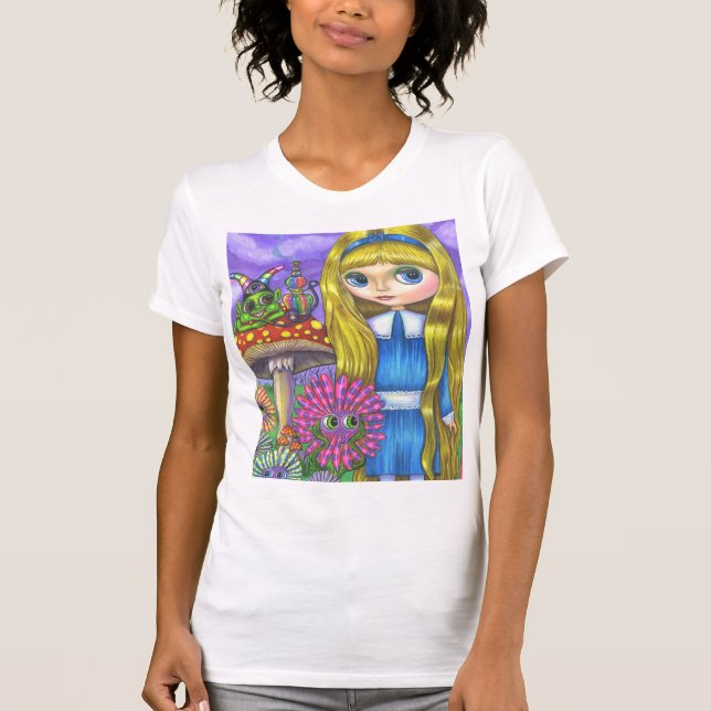 Alice im Wunderland und Raupe T-Shirt (Vorderseite)