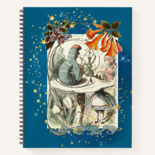 Alice im Wunderland und Raupe Vintager Stil Notizbuch