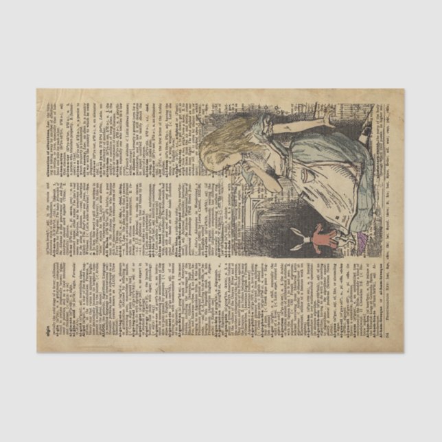 Alice im Wunderland und Weißes Kaninchen Seidenpapier (Vorderseite)