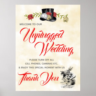 Alice im Wunderland Unplugged Wedding Sign Poster