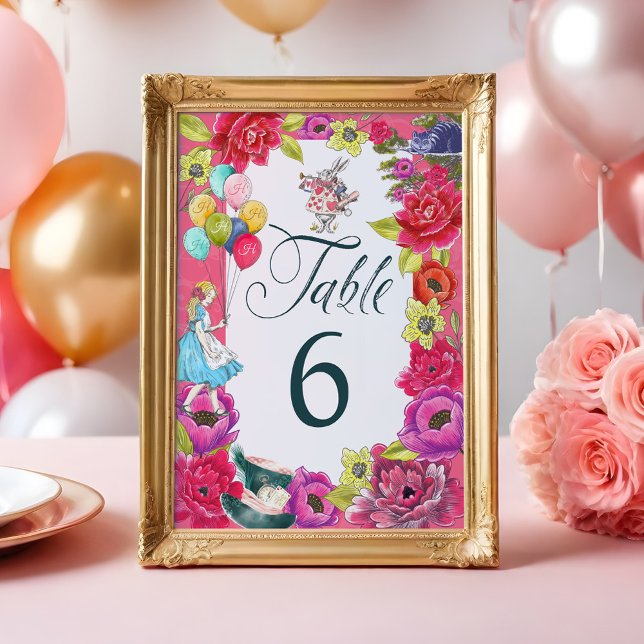 Alice im Wunderland Vibranal Florals Tischnummer (Alice In Wonderland Vibrant Florals Table Number)