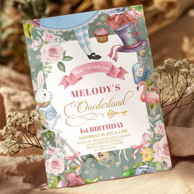 Alice im Wunderland Vintag 1. Geburtstag Einladung (Von Creator hochgeladen)
