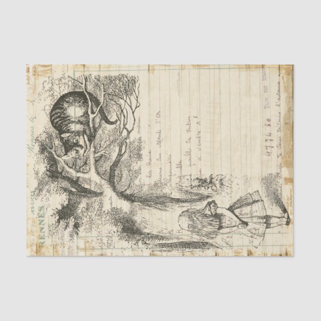 Alice im Wunderland Vintag Cheshire Cat Decoupage Seidenpapier (Vorderseite)