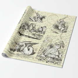Alice im Wunderland Vintag Script Beige Geschenkpapier