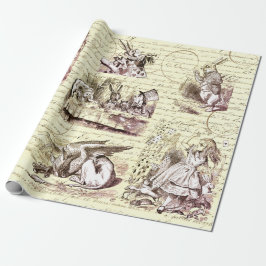 Alice im Wunderland Vintag Script Beige Geschenkpapier