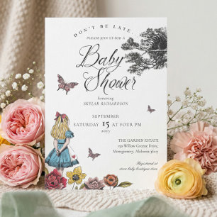 Alice im Wunderland Vintag Story Baby Dusche Einladung