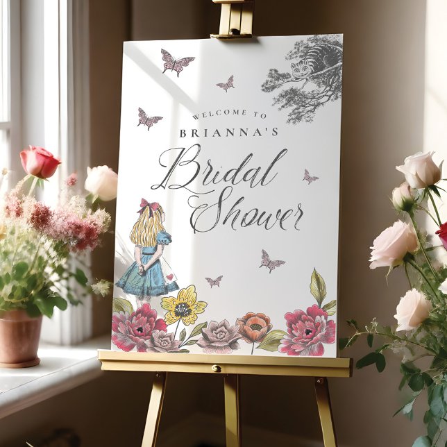 Alice im Wunderland Vintag Story Brautparty Poster (Alice In Wonderland Vintage Story Bridal Shower Poster)