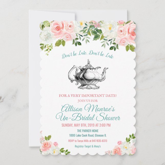 Alice im Wunderland Vintag Teekanne Einladung (Vorderseite)