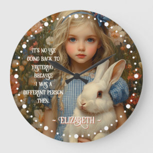 Alice im Wunderland Vintag Weißes Kaninchen Große Wanduhr