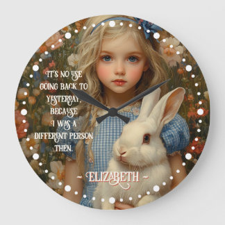 Alice im Wunderland Vintag Weißes Kaninchen Große Wanduhr