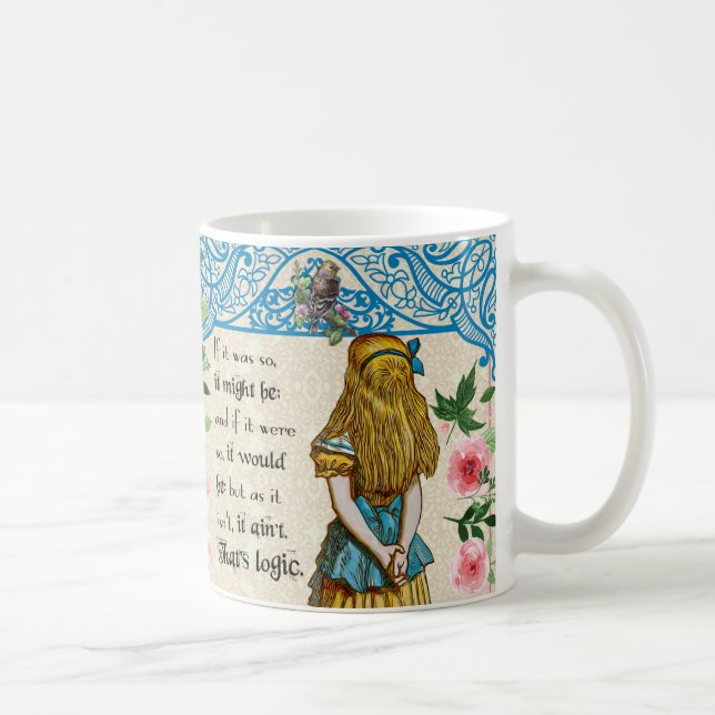 Alice im Wunderland-Vintage Alice-Zitat-Tasse Tasse (Rechts)