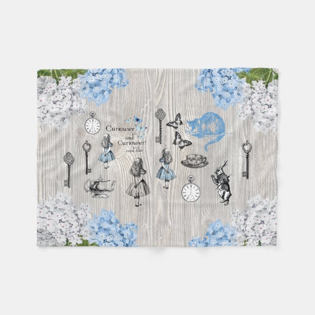 Alice im Wunderland Vintage Blume Fleece Blanken (Vorderseite (Horizontal))