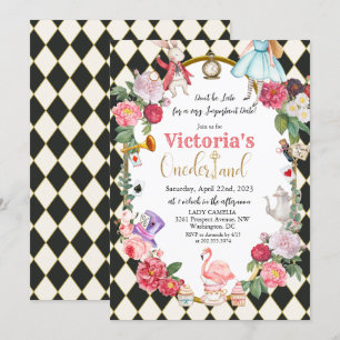 Alice im Wunderland Vintage Geburtstagseinladung Einladung
